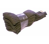 5 Paar Original Bundeswehr Kniestrümpfe m. Versorgungs-Nr., oliv, 70% Wolle, 30% Polyamid, BW Socken, Stiefelstrümpfe, Wollsocken, handgekettelt, ohne dicke Zehennaht, Made in Germany, Oliv, 44/45