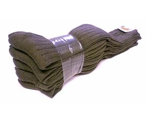 5 Paar Original Bundeswehr Kniestrümpfe m. Versorgungs-Nr., oliv, 70% Wolle, 30% Polyamid, BW Socken, Stiefelstrümpfe, Wollsocken, handgekettelt, ohne dicke Zehennaht, Made in Germany, Oliv, 44/45