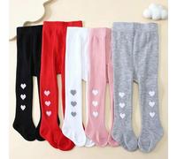 5 Paar süße gestrickte Strumpfhosen mit Herzmuster für Baby Mädchen, weiche und dehnbare gerippte Leggings, geeignet für den täglichen Gebrauch und zu