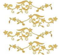 5 Paare Aufbügelbare Applikation, Goldfarbenes Blumenmuster | Polyester, zum Nähen auf Rock und Stofftaschen, Dekorativ für Mending und Kostüme