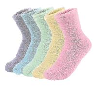 5 Pairs Women Warm Super Soft Plush Slipper Sock Winter Fluffy Microfiber Crew Socks Casual Home Sleeping Fuzzy Cozy Sock