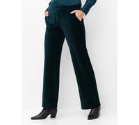 5-Pocket-Hose BRAX "Style MAINE", Damen, Gr. 36K (18), Kurzgrößen, grün (dunkelblau), 65% Baumwolle, 33% Polyester, 2% Elasthan, Hosen 5-Pocket-Hose, Cord: Palazzohose im Wide Leg (40172867-18) dunkel
