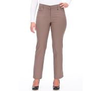 5-Pocket-Hose KJBRAND "Betty Bengaline", Damen, Gr. 44 (22), K-Gr, braun (schlamm kurzgrößen), Web, Obermaterial: 80% Viskose, 17% Polyamid, 3% Elasthan, bequem lang, Hosen 5-Pocket-Hose, in bequemer