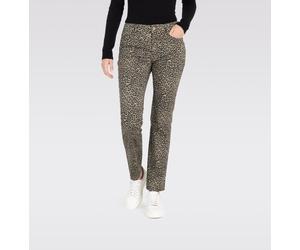 5-Pocket-Hose MAC "DREAM-LEO", Damen, Gr. 36, Länge 32, braun (light shadow leo), Web, Obermaterial: 88% Baumwolle, 8% Elastomultiester, 4% Elasthan, slim fit lang, Hosen 5-Pocket-Hose, Slim fit in ho