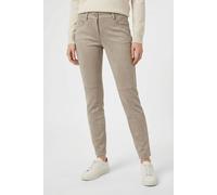 5-Pocket-Hose MAC "MACSLIM", Damen, Gr. 36, Länge 32, beige (oxide braun), Web, Obermaterial: 97% Polyester, 3% Elasthan, slim fit knöchellang, Hosen 5-Pocket-Hose, Veloursqualität aus elastischem Mat