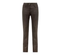 RICANO 9809, Damen Lederhose - 5-Pocket Stil - (Slim Fit/High Waist) echtes Lamm Leder (Braun, M)