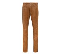 5-Pocket-Hose RICANO "Lederhose Slim Fit", Herren, Gr. 34, Länge 34, braun (cognac), Obermaterial: 100% Lammnappaleder LANA., schmal, Hosen 5-Pocket-Hose, Handgefertigt aus echtem Leder (88729105-34)