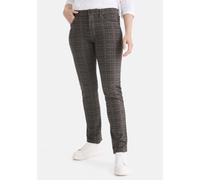 5-Pocket-Hose STOOKER WOMEN "Milano Jersey Print Magic Shape Fit", Damen, Gr. 48, Länge 30, braun (braun check), Twill, 67% Viskose, 27% Polyamid, 6% Elasthan, schmal lang, Hosen 5-Pocket-Hose, Casual