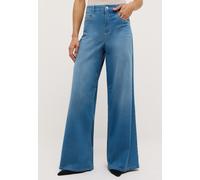 5-Pocket-Jeans ANGELS "LIVA", Damen, Gr. 40, Länge 34, light blau used, Denim/Jeans, Obermaterial: 89% Baumwolle, 8% Polyester, 3% Elasthan, unifarben, normal lang, Jeans 5-Pocket-Jeans, mit weitem Be