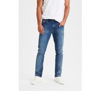 5-Pocket-Jeans BUFFALO "Straight-fit", Herren, Gr. 33, Länge 32, blau (schwarz, blau, denim), Jeans, Obermaterial: 98% Baumwolle, 2% Elasthan, Destroyed-Effekte, straight fit lang, Jeans 5-Pocket-Jean