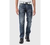 5-Pocket-Jeans CIPO & BAXX "Hose", Herren, Gr. 32, Länge 34, blau, 100% Baumwolle, unifarben, slim fit lang, Jeans 5-Pocket-Jeans, im modernen Schnitt (36430347-32) blau