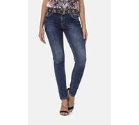5-Pocket-Jeans CIPO & BAXX "Jeans", Damen, Gr. 27, Länge 34, blau, 97% Baumwolle, 3% Elasthan, unifarben, Basic, slim fit lang, Jeans 5-Pocket-Jeans, mit dezenter Waschung und coolen Nieten, WD460 (59