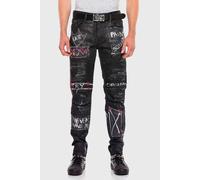5-Pocket-Jeans CIPO & BAXX "Jeans", Herren, Gr. 31, Länge 34, schwarz, 98% Baumwolle, 2% Elasthan, gemustert, figurumspielend lang, Jeans 5-Pocket-Jeans, im trendigen Design (10117761-31) schwarz