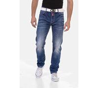 Cipo & Baxx Herren CD704 Jeanshose Denim Kontrastnähte Straight Fit Regular Jeans Hose Pants Blau