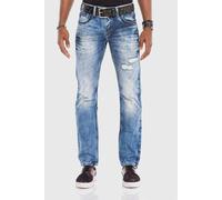 5-Pocket-Jeans CIPO & BAXX "Jeans", Herren, Gr. 34, Länge 34, blau, 100% Baumwolle, unifarben, slim fit lang, Jeans 5-Pocket-Jeans, im washed Design (71924823-34) blau
