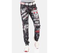 5-Pocket-Jeans CIPO & BAXX "Jeans", Herren, Gr. 36, Länge 32, schwarz, 98% Baumwolle;2% Elasthan, gemustert, Basic, regular fit lang, Jeans 5-Pocket-Jeans, im lässigen Streetstyle, CD700 (50497941-36)