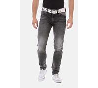 5-Pocket-Jeans CIPO & BAXX "Jeans", Herren, Gr. 36, Länge 34, grau (anthrazit), 99% Baumwolle, 1% Elasthan, unifarben, Basic, regular fit lang, Jeans 5-Pocket-Jeans, im klassischen 5-Pocket-Stil, CD71