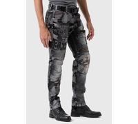 5-Pocket-Jeans CIPO & BAXX "Jeans", Herren, Gr. 36, Länge 34, schwarz, 99% Baumwolle, 1% Elasthan, bedruckt, figurumspielend lang, Jeans 5-Pocket-Jeans, im Camouflage-Look (49809616-36) schwarz