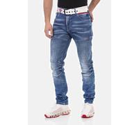 Cipo & Baxx Herren Jeans Hose Straight Fit Denim Jeanshose Reißverschluss Naht Pants CD698 Blau W40 L32