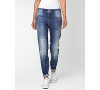 5-Pocket-Jeans GANG "94AMELIE", Damen, Gr. 30, Normalgrößen, blau (no square mid wash), 65% Baumwolle, 22% Polyester, 11% Viskose, 2% Elasthan, unifarben, Basic, relaxed fit lang, Jeans 5-Pocket-Jeans