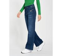 5-Pocket-Jeans GANG "94AMELIE WIDE", Damen, Gr. 30, Normalgrößen, napoli blau wash, 79% Baumwolle, 19% Polyester, 2% Elasthan, unifarben, regular fit lang, Jeans 5-Pocket-Jeans, im 5-Pocket-Style (955