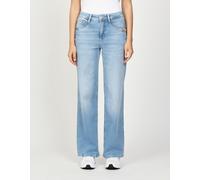 5-Pocket-Jeans GANG "94AMELIE WIDE", Damen, Gr. 32, Normalgrößen, blau (basic bleached wash), 79% Baumwolle, 19% Polyester, 2% Elasthan, unifarben, regular fit lang, Jeans 5-Pocket-Jeans, im 5-Pocket-