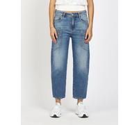 5-Pocket-Jeans GANG "94IDA WORKER", Damen, Gr. 29, Normalgrößen, blau (light blau worn), 90% Baumwolle, 2% Elasthan, 8% Polyester, unifarben, gerade, unten schmal 7/8-Länge, Jeans 5-Pocket-Jeans, im 5