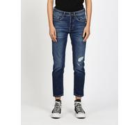 5-Pocket-Jeans GANG "94NICA CROPPED", Damen, Gr. 32, Normalgrößen, real destroy midblau, 90% Baumwolle, 2% Elasthan, 8% Polyester, unifarben, Ballonform 7/8-Länge, Jeans 5-Pocket-Jeans, im 5-Pocket-St