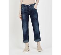 5-Pocket-Jeans GANG "94THELMA WORKER", Damen, Gr. 28, Normalgrößen, dunkelblau used, 90% Baumwolle, 2% Elasthan, 8% Polyester, unifarben, regular fit 7/8-Länge, Jeans 5-Pocket-Jeans, im 5-Pocket-Style