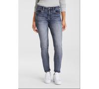 5-Pocket-Jeans H.I.S "ariaMS", Damen, Gr. 30, Länge 30, blau (dkbl used), Denim/Jeans, Obermaterial: 55% Baumwolle, 44% Polyester, 1% Elasthan, slim fit lang, Jeans 5-Pocket-Jeans, normale Leibhöhe, R