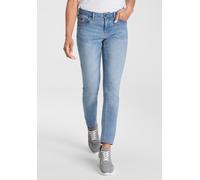 5-Pocket-Jeans H.I.S "ariaMS", Damen, Gr. 36, Länge 32, ltbl used, Denim/Jeans, Obermaterial: 55% Baumwolle, 44% Polyester, 1% Elasthan, slim fit lang, Jeans 5-Pocket-Jeans, normale Leibhöhe, Röhrenje