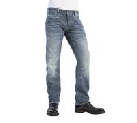 5-Pocket-Jeans HERO BY JOHN MEDOOX "Baxter Denim Relaxed Fit Jeans", Herren, Gr. 32, Länge 32, blau (blaugrau), Denim/Jeans, 96% Baumwolle, 2% Polyester, 2% Elasthan, straight fit lang, Jeans 5-Pocket