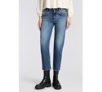 5-Pocket-Jeans HERRLICHER "Breezy Cropped Denim", Damen, Gr. 26, N-Gr, blau (happy blau), Denim/Jeans, Obermaterial: 99% Baumwolle, 1% Elasthan, straight fit 7/8-Länge, Jeans 5-Pocket-Jeans, Straight 