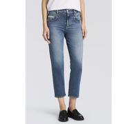 5-Pocket-Jeans HERRLICHER "Breezy Straight Denim", Damen, Gr. 31, Länge 32, blau (happy blau), Denim/Jeans, Obermaterial: 99% Baumwolle, 1% Elasthan, straight fit 7/8-Länge, Jeans 5-Pocket-Jeans, Crop