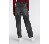 5-Pocket-Jeans HERRLICHER "Brooke Denim Black", Damen, Gr. 31, N-Gr, grau (titanium), Denim/Jeans, Obermaterial: 98% Baumwolle, 2% Elasthan, Jeans 5-Pocket-Jeans, im Loose Fit, mit Abnähern (62921643-