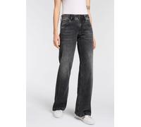 5-Pocket-Jeans HERRLICHER "Edna Denim Black", Damen, Gr. 34, Länge 34, schwarz (clubbing), Denim/Jeans, Obermaterial: 50% Baumwolle, 40% Lyocell, 10% Modal, Jeans 5-Pocket-Jeans, mit ausgestelltem Bei