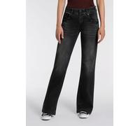 5-Pocket-Jeans HERRLICHER "Edna Denim Black Light", Damen, Gr. 34, Länge 34, rhino, Denim/Jeans, Obermaterial: 98% Baumwolle, 2% Elasthan, Jeans 5-Pocket-Jeans, Flared Fit mit Abnähern (50611566-34) r