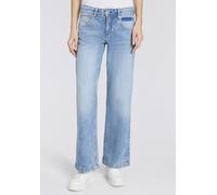 5-Pocket-Jeans HERRLICHER "Edna Denim", Damen, Gr. 28, Länge 34, sky worn, Denim/Jeans, Obermaterial: 99% Baumwolle, 1% Elasthan, Jeans 5-Pocket-Jeans, Flared Fit mit mittlerer Leibhöhe (91222814-28)