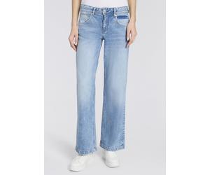 5-Pocket-Jeans HERRLICHER "Edna Denim", Damen, Gr. 34, Länge 30, sky worn, Denim/Jeans, Obermaterial: 99% Baumwolle, 1% Elasthan, Jeans 5-Pocket-Jeans, Flared Fit mit mittlerer Leibhöhe (52569327-34)