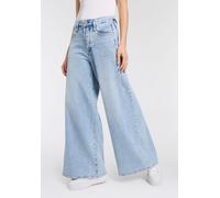 5-Pocket-Jeans HERRLICHER "Shyra Palazzo Denim", Damen, Gr. 30, N-Gr, racy, Denim/Jeans, Obermaterial: 99% Baumwolle, 1% Elasthan, weit lang, Jeans 5-Pocket-Jeans, mit besonders weitem Bein (55131729-