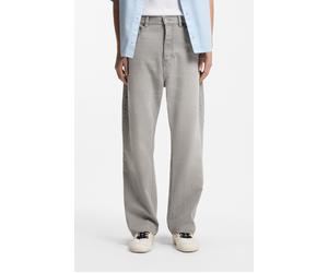 5-Pocket-Jeans HUGO BLUE "Nate", Herren, Gr. 34, Länge 32, medium grau035, Denim/Jeans, Obermaterial: 100% Baumwolle, unifarben, weit lang, Jeans 5-Pocket-Jeans, Baggy Fit, mittlere Leibhöhe (31402202