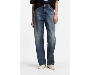 5-Pocket-Jeans HUGO "Leni", Damen, Gr. 28, Länge 32, medium blau 426, Denim/Jeans, Obermaterial: 100% Baumwolle, loose fit lang, Jeans 5-Pocket-Jeans, im Loose Fit mit niedriger Bundhöhe (23268748-28)