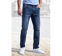5-Pocket-Jeans JOHN DEVIN "Straight-fit Jeans", Herren, Gr. 34, Länge 30, blau (schwarz, blau, denim), Denim/Jeans, Obermaterial: 98% Baumwolle, 2% Elasthan, Destroyed-Effekte, straight fit lang, Jean