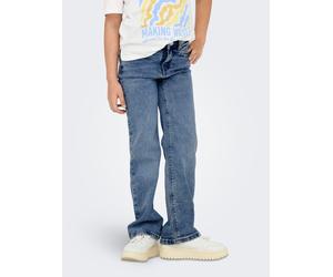5-Pocket-Jeans KIDS ONLY "KOGJUICY WIDE LEG DEST DN", Mädchen, Gr. 116, N-Gr, blau (light, blau, denim), Denim/Jeans, Obermaterial: 98% Baumwolle, 2% Elasthan, Abriebeffekte, normal knöchellang, Jeans