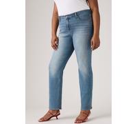 5-Pocket-Jeans LEVI'S PLUS "314 PL SHAPING", Damen, Gr. 22 (54), Länge 32, blau (eternal indigo mid), Denim/Jeans, Obermaterial: 80% Baumwolle, 19% Polyester, 1% Elasthan, straight fit lang, Jeans 5-P