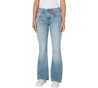 5-Pocket-Jeans PEPE JEANS "FLARE JEANS MW VENUS", Damen, Gr. 27, Länge 30, light used bleached, Denim/Jeans, Obermaterial: 99% Baumwolle, 1% Elasthan, ausgestellt, Jeans 5-Pocket-Jeans, im Flared Fit