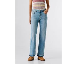 5-Pocket-Jeans PEPE JEANS "STRAIGHT JEANS MW ARROW", Damen, Gr. 29, Länge 30, bleached, Denim/Jeans, Obermaterial: 99% Baumwolle, 1% Elasthan, straight fit lang, Jeans 5-Pocket-Jeans, mit leicht ausge
