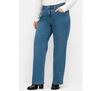 5-Pocket-Jeans SHEEGO, Damen, Gr. 50, Normalgrößen, blau (blau denim), 99% Baumwolle, 1% Elasthan, unifarben, lang, Jeans 5-Pocket-Jeans (79026053-50) blau denim