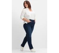 5-Pocket-Jeans SHEEGO, Damen, Gr. 50, Normalgrößen, blau (dunkelblau denim), 74% Baumwolle, 22% Polyester, 3% Viskose, 1% Elasthan, unifarben, lang, Jeans 5-Pocket-Jeans (81469839-50) dunkelblau denim