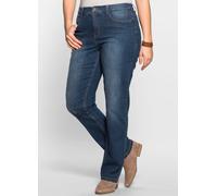 5-Pocket-Jeans SHEEGO, Damen, Gr. 52, Normalgrößen, blau (blau denim), 98% Baumwolle, 2% Elasthan, Einsatz:8% Elasthan, 92% Polyester, unifarben, lang, Jeans 5-Pocket-Jeans (73782254-52) blau denim